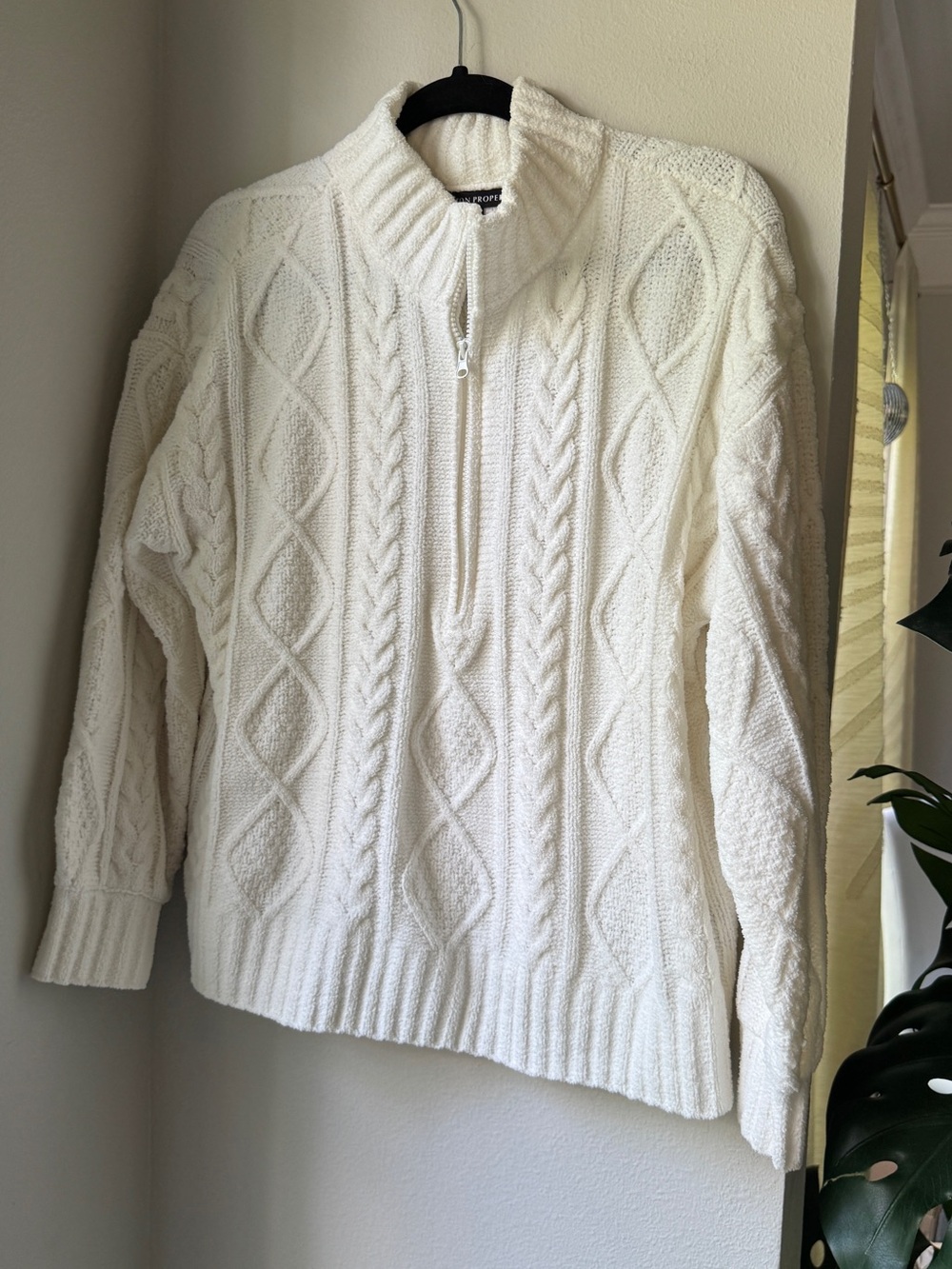 Boston Proper Cozy Half-Zip Cable Knit Sweat & Pants (SET)